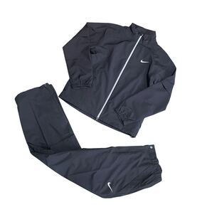 【超希少品】NIKE GOLF golf ナイキ ゴルフ レインスーツ レインウェア セットアップ ダブルジップ 上下 黒 ブラック サイズM