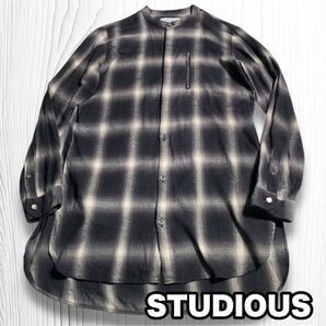STUDIOUS オンブレチェック 長袖 チュニック ポケット シャツアウター
