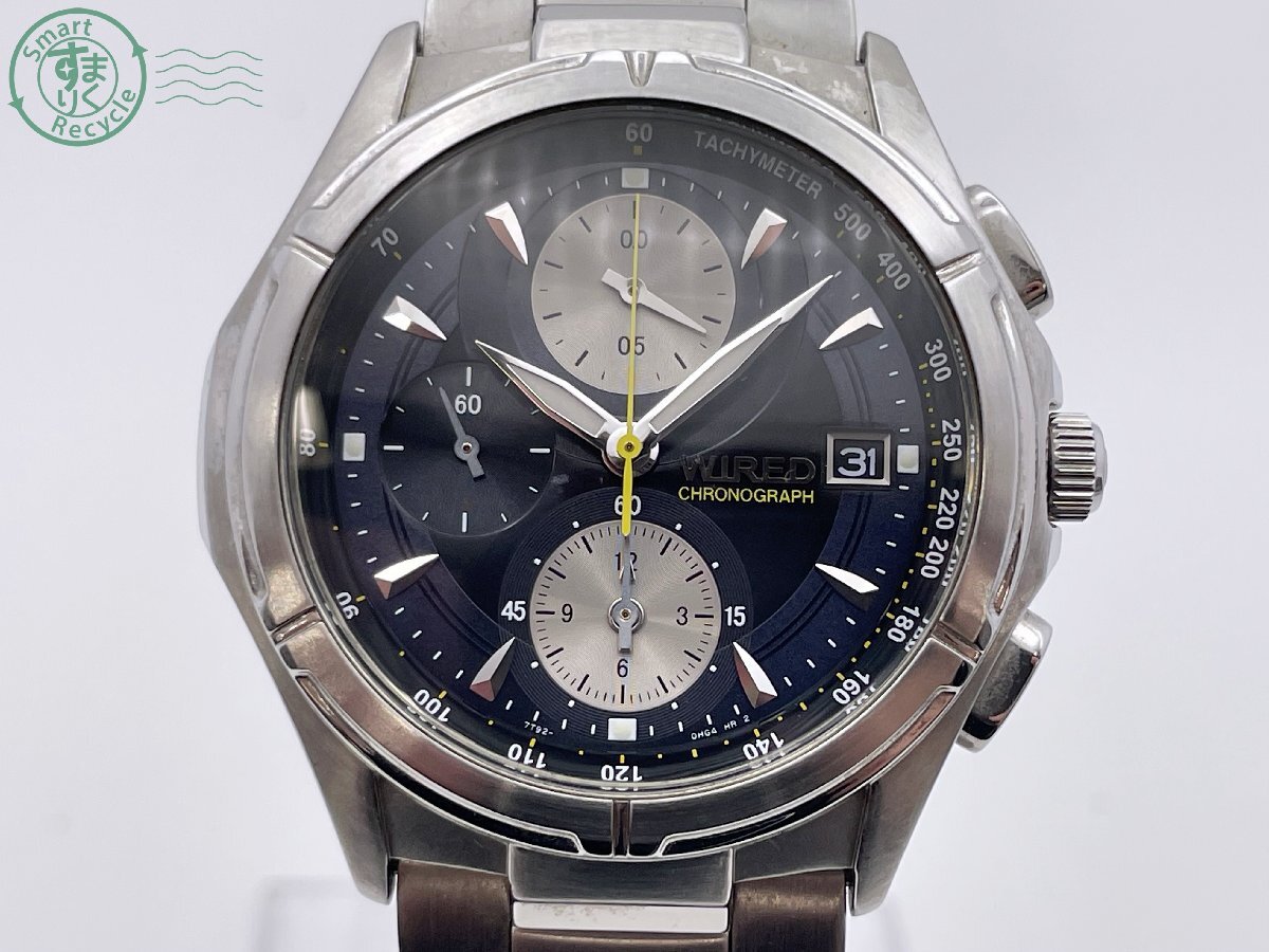 Seiko WIRED Watch Chronograph Date Blue Dial Silver Color