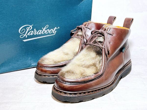 箱付【極美品】Paraboot 貴重 ミカエルフォック チロリアン ブーツ リスレザー ノルウィージャン製法 アザラシ毛 UK7(約25.5cm)