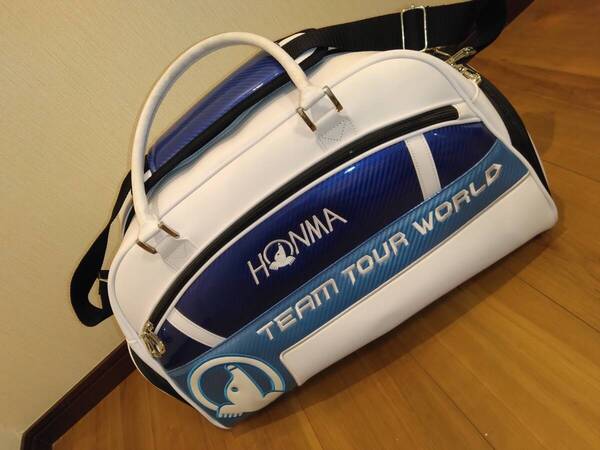 HONMA 本間ゴルフ ゴルフ ボストンバッグ ホワイトブルー カーボン柄 訳あり未使用品 人気メーカー