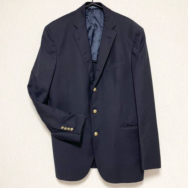 即決☆Polo by Ralph Lauren ポロ バイ ラルフローレン 紺ブレ PRL クラウン 金ボタン テーラードジャケット 50 XL 美品 ウール イタリア製