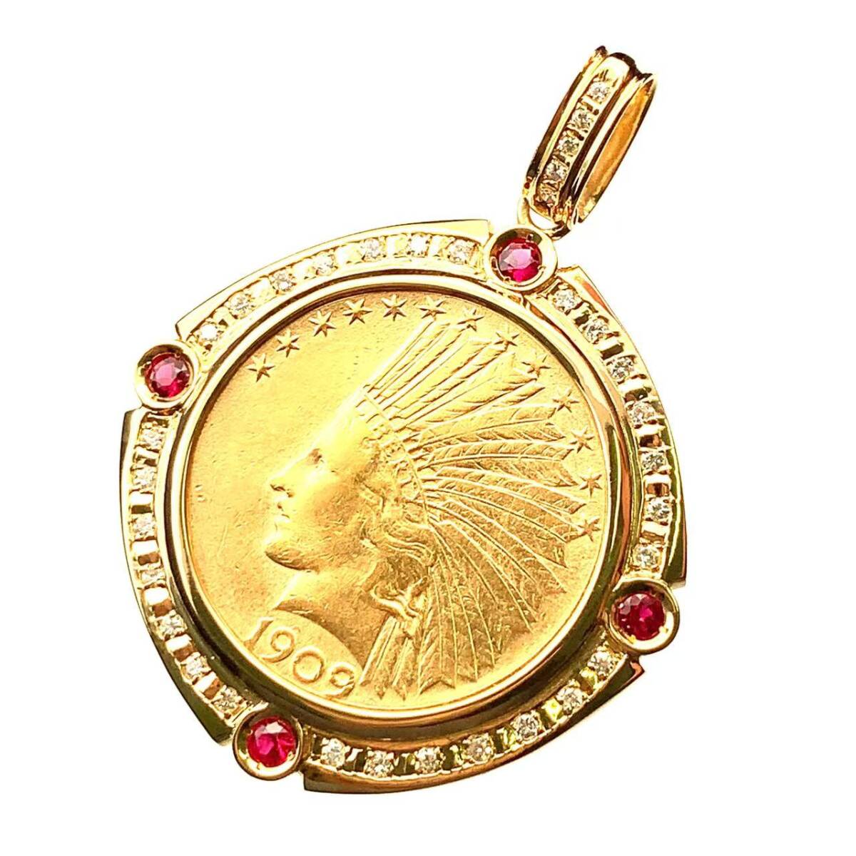 B1486【10＄インディアン金貨】天然絶品ダイヤモンド2．67ct