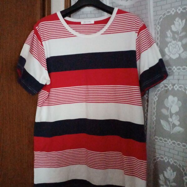 ボーダー柄Tシャツ マルチカラー Lサイズ