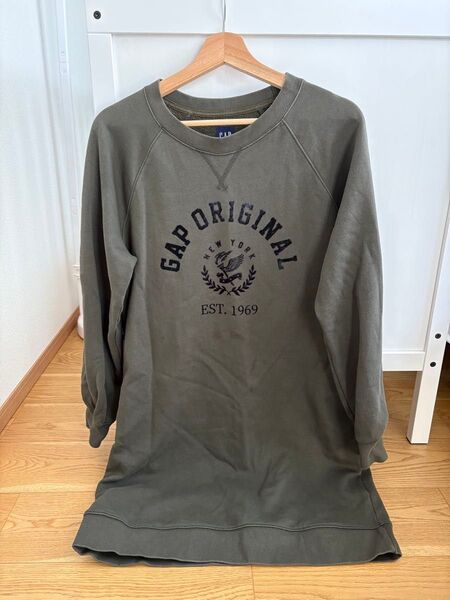 GAP トレーナー ワンピース ロゴ 裏起毛 あったか 楽ちん