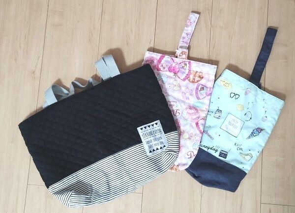 3点セット 新学期に!手提げ袋&上履き袋2点