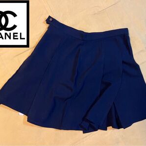 極美品 CHANEL シャネル 濃紺 デザイン スカート 44