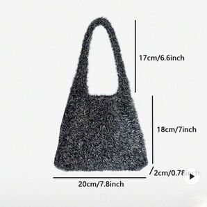 【新品】SHEIN グリッターニットイブニングバッグ ミニトート ブラック