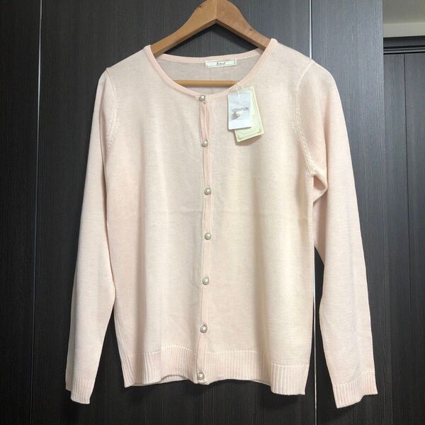 新品 薄いピンク カーディガン LL アクリル100%