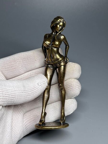 金属工芸 置物 銅製 小型 美少女