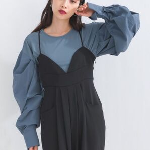 terrace Bonny シルケットスパンナイロンタックカーブスリーブブラウス