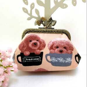 リボンが可愛いがま口財布!《コーヒーカップとトイプードル》