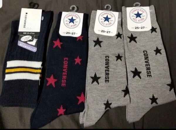 CONVERSE コンバース 25-27cm ロゴ入 ソックス 靴下 4足セット 新品未使用品 スニーカーソックス 通勤 通学