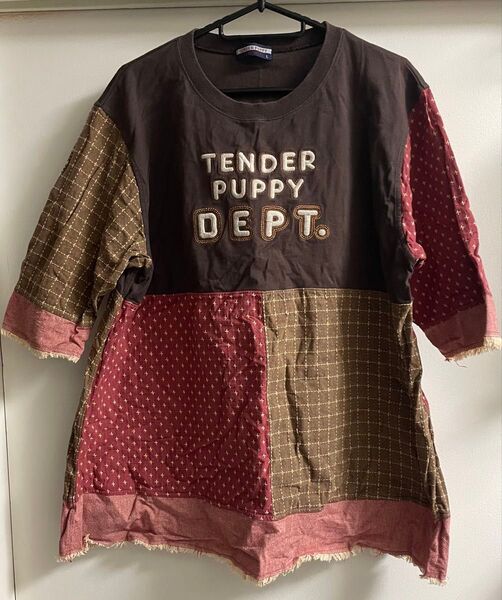 Lサイズ TENDER PUPPY DEPT. パッチワーク Tシャツ Lサイズ 五分袖シャツ