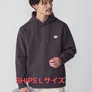SHIPS: スタイリッシュ ロゴ ワッペン バルキー ポンチ プルオーバー パーカー Lサイズ チャコールグレー