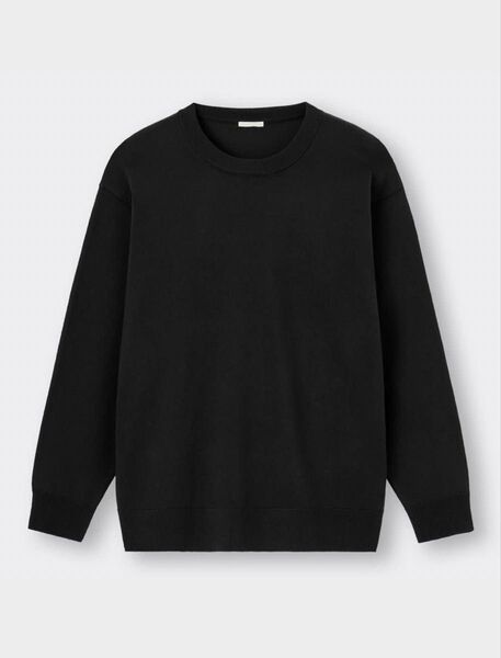 GU ウォッシャブルクルーネックセーター 黒 S ②