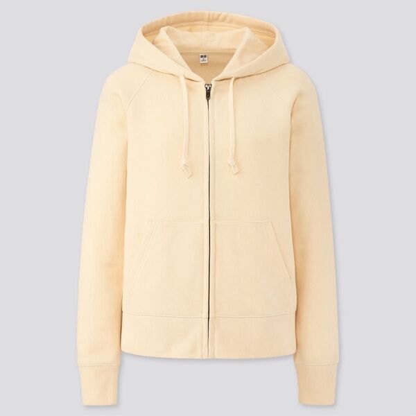 【美品】UNIQLO ユニクロ スウェットフルジップパーカ オフホワイト 白 S