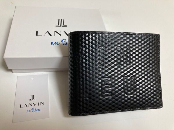 LANVIN en Bleu ランバンオンブルー 二つ折り財布 本革 5466603 ディジョン クロ 定価17600円