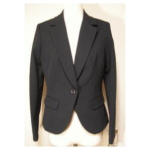 【送料無料 OUTLET!】レディス 【総裏地付き】無地1ケ釦 スタイリッシュな テーラードジャケット<黒:L(11号)>5802010