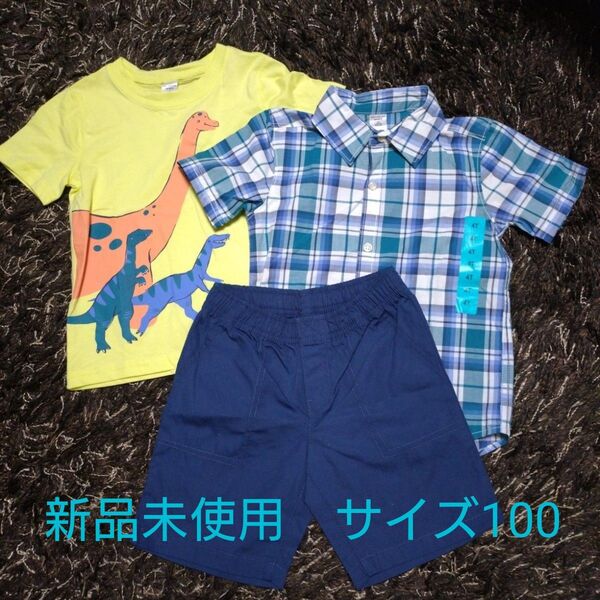 【新品】恐竜Tシャツ&シャツ&パンツ3点セット サイズ4T(100〜105)コストコ正規品
