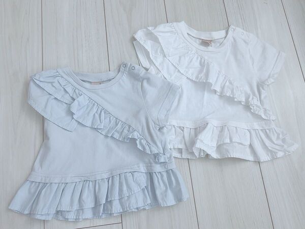 Petit main ベビー 半袖 Tシャツ トップス 2枚セット