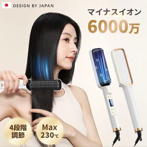 ヒートブラシ ヘアアイロン ブラシアイロン 4段階温度 恒温発熱 急速加熱 軽量 海外対応 2WAY使用 2分でスタイリング