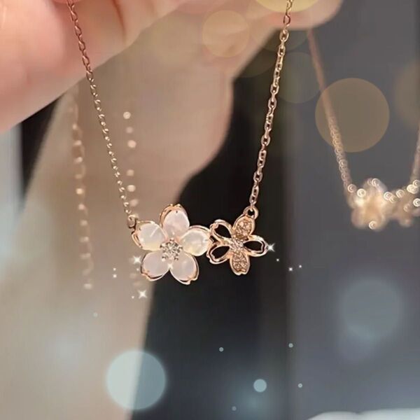 新品 桜モチーフ ネックレス ペンダント ピンクゴールド かわいい おしゃれ 春 アクセサリー 花 フラワー
