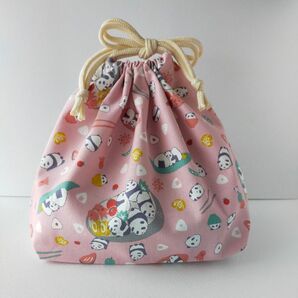 お弁当袋 パンダおにぎり 紐アイボリー ハンドメイド
