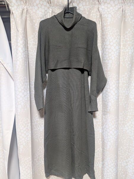 【GU】S セットアップ ニットワンピース トップス グリーン