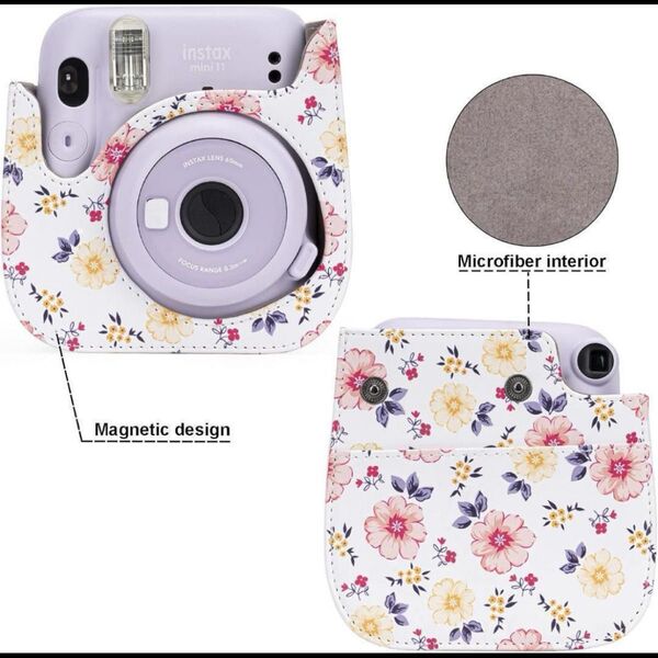 FUJIFILM チェキ instax mini カメラケース 花柄 ポシェット インスタントカメラケースのみ