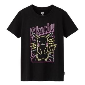 UNIQLO ユニクロ UT ポケモン ピカチュウ ネオン風 Tシャツ ブラック