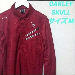 OAKLEY オークリー スカル ゴルフシャツ ポロシャツ 長袖 刺繍