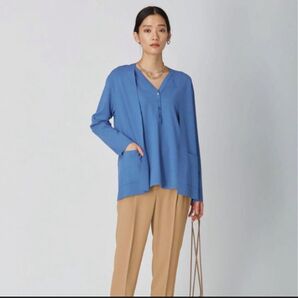 icb 美品 【洗える】レーヨンポリエステルスムースストレッチ カーディガン