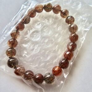 新品未使用 フォリエーテッドマイカインクォーツ ブレスレット ブラジル産 8.8mm珠 16cm