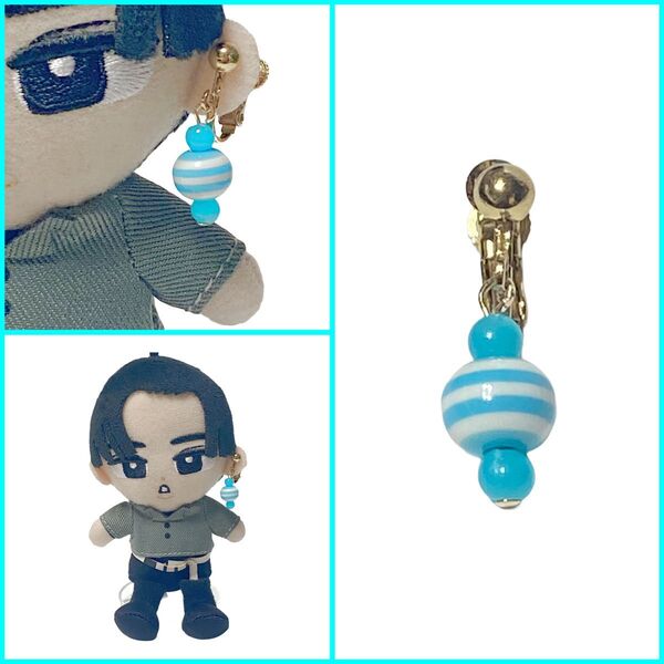S9-18 ハンドメイド すのチル用 イヤリング 片耳用 ネジバネ式 ハンドメイド *ぬいぐるみは付きません