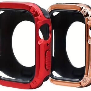 AppleWatch アップルウォッチ アーマープロテクティブケース レッド & ローズゴールド 2個セット 44/45mm♪