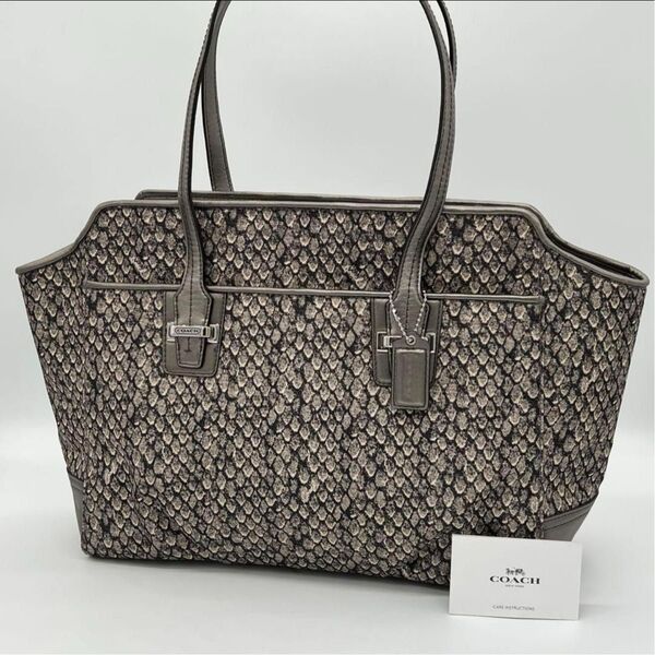 【美品】COACH コーチ Taylor テイラー Alexis トートバッグ パイソン柄 肩がけ A4収納可 ヘビ ハンドバッグ