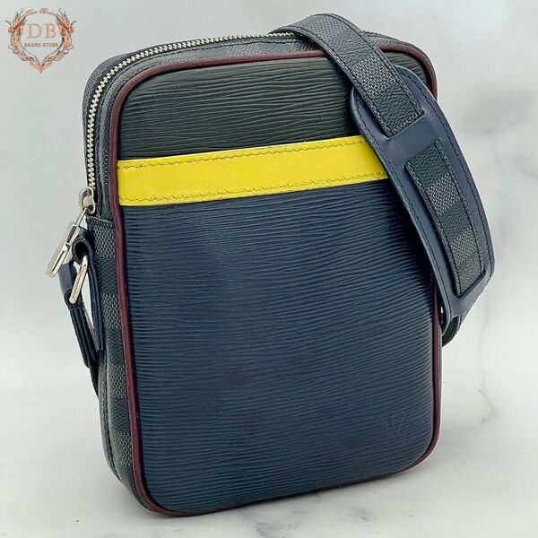 ルイヴィトン ダヌーブ スリム エピ ダミエグラフィット Louis Vuitton メンズ バッグ ネイビー ブラック イエロー
