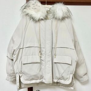 韓国 中綿ジャケット アウター ファー付き レディース ホワイト