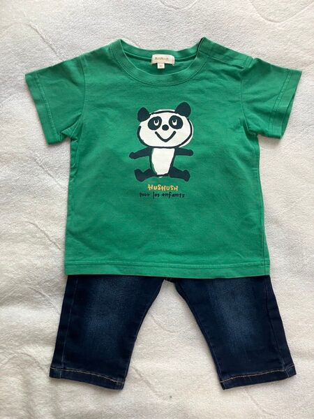 ベビー ハッシュアッシュ hushush パンダ 半袖 Tシャツ 七分丈 ストレッチパンツ 90cm