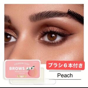 【お値下げしました】BROWS ART アイブロウソープ (ピーチ)まつ毛ブラシ6本付