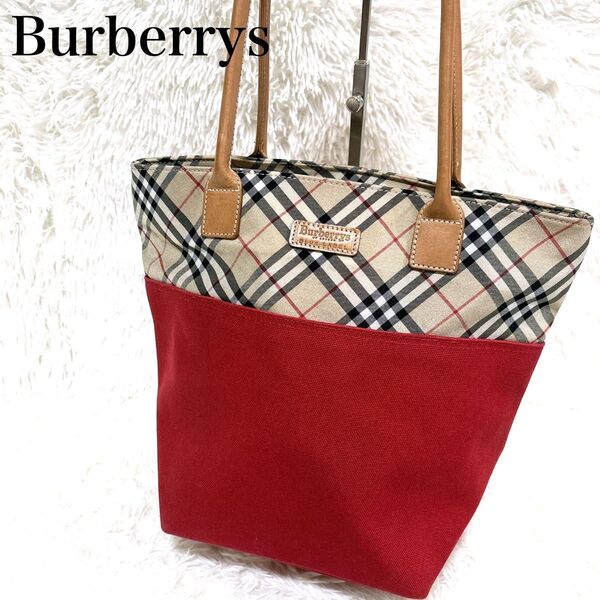 ビンテージ バーバリー トートバッグ レザー キャンバス ノバチェック BURBERRY