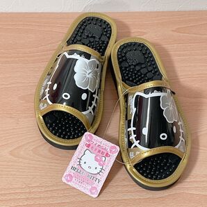 L【新品】サンリオ ハローキティ ハイビスカス シルバー ブラック 健康サンダル