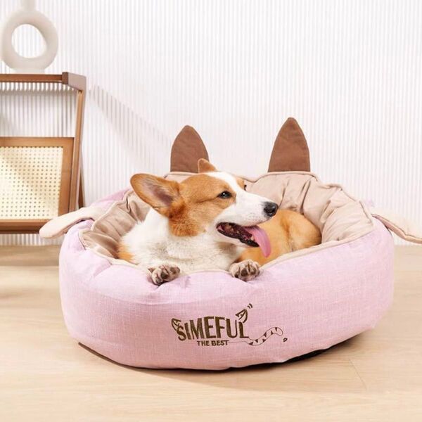 SIMEFUL 猫 小型犬ベッド ペット クッション ペットベッド 通年 ピンク