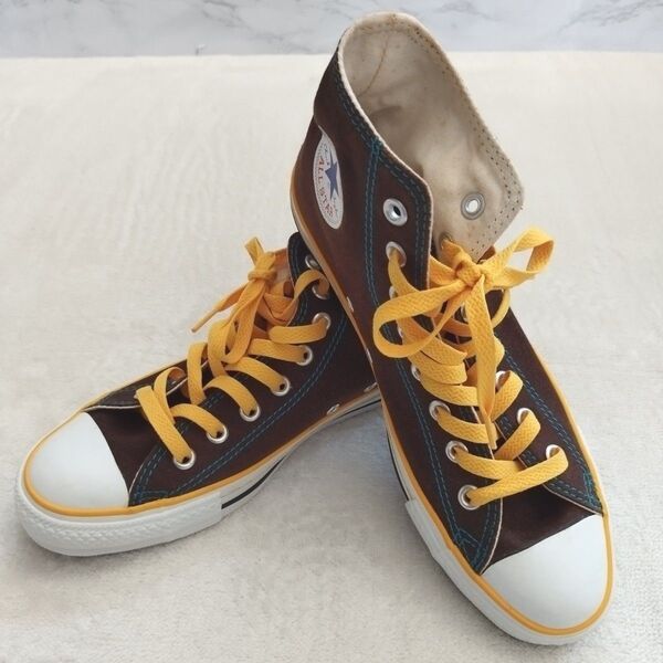 【未使用】CONVERSE コンバース ブラウン ハイカットスニーカー サイズ8