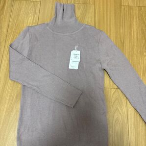 リブタートルネックニット パープル Lサイズ