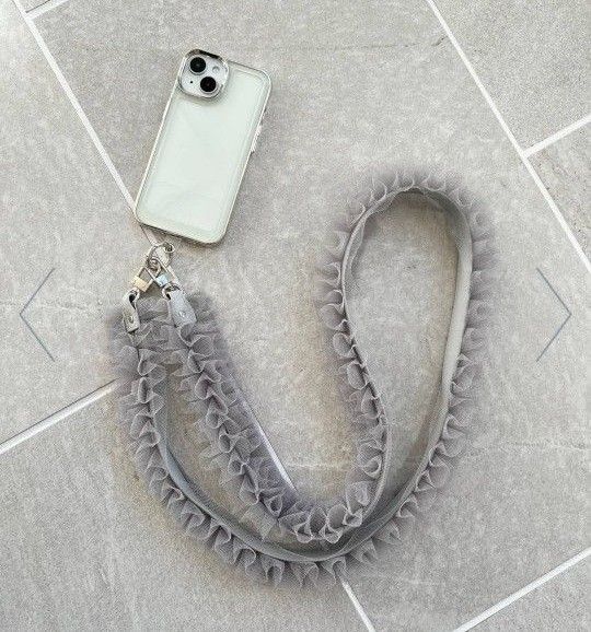 スマホストラップ フリル フリフリ グレー ストラップ LOWRYS FARM 小物 新品未使用 タグ付き