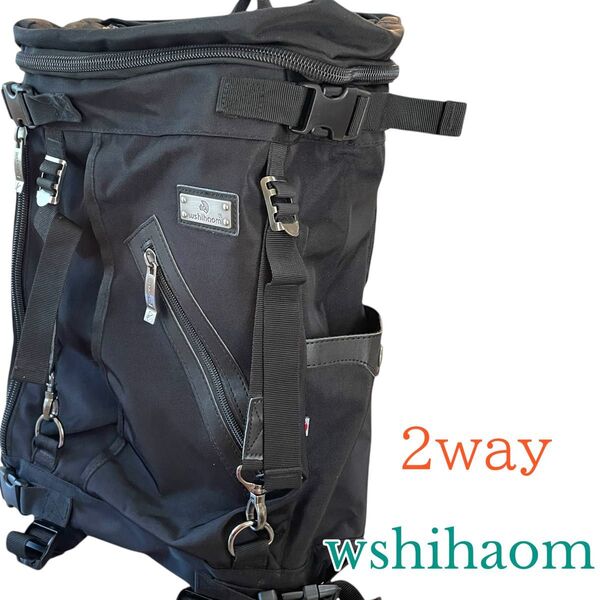 wshihaom メンズ 2way リュック バッグ ビジネスバッグ 黒
