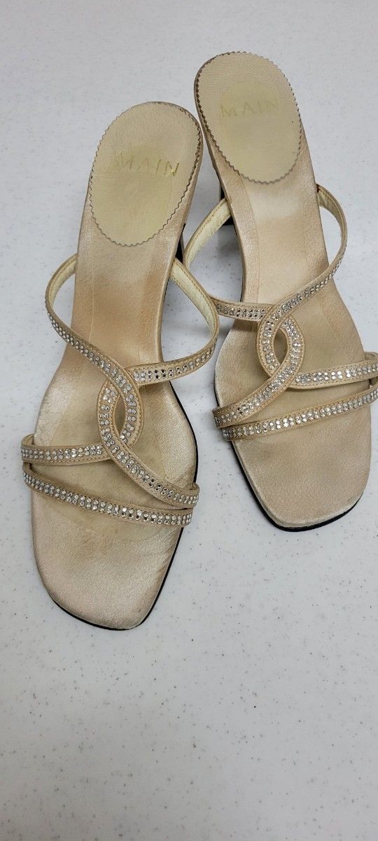 MAIN ラインストーン付きサンダル ベージュ