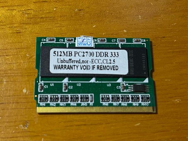 512MB PC2700 DDR333 Unbuffered-ECC CL2.5 ノート用メモリ